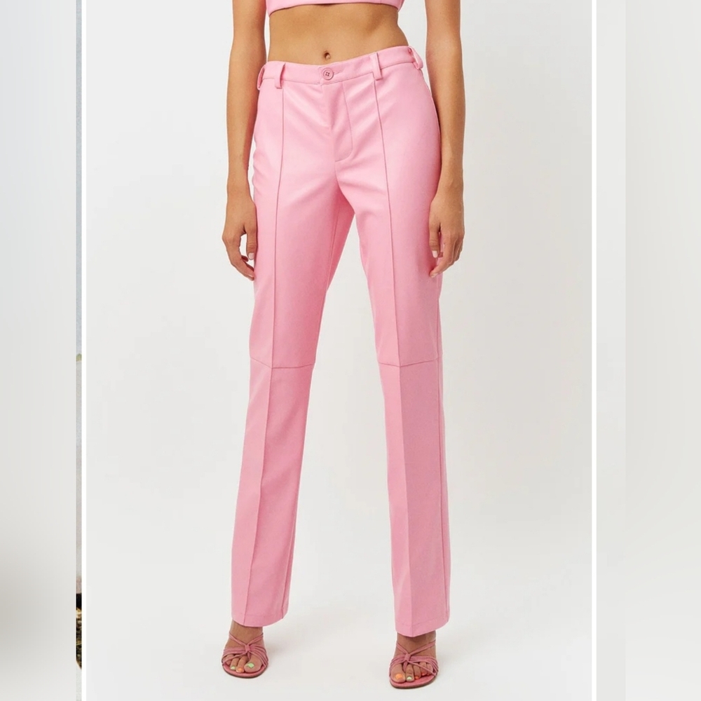 Frankies Bikinis pink faux leather pants